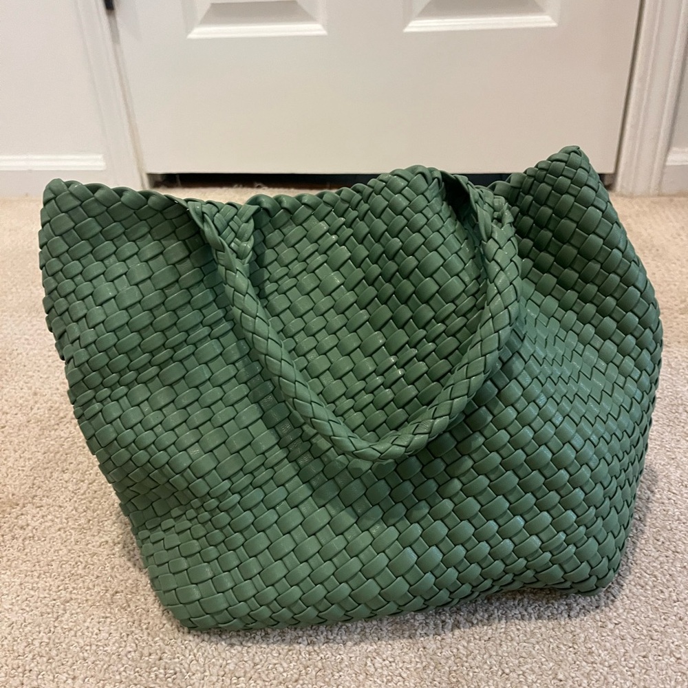 Green Woven Tote Bag